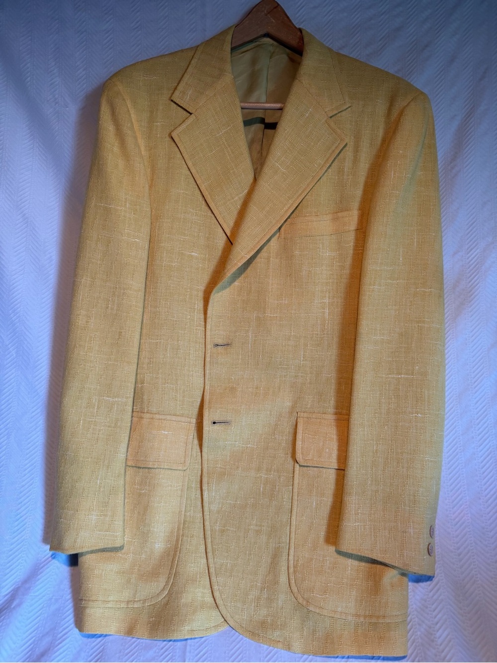 H. Freeman & Son Men's Yellow Linen-Blend Blazer - Classic Single-Breasted Style